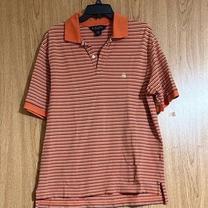 Brooks Brothers Men's Polo Shirt with Orange and Black Stripes